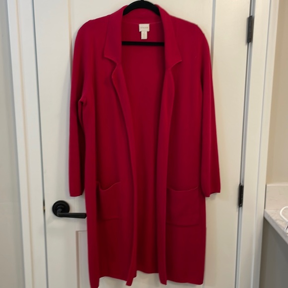 Chico's Sweaters - Chico’s long red cardigan sweater. Size 2. 100% cotton. Very good condition